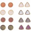 MONSEALYT 12 Pairs Druzy Women Girls 12Mm Round Triangle Resin Cluster Stud Earrings Set Stainless Steel Pierced Gold Black Multicolor | Earrings