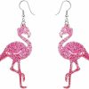 NewZenro Cute Pink Flamingo Glitter Dangle Drop Earrings For Women Teen Girls Dainty Lightweight Acrylic Animal Hook Statement Dangling Hanging Hypoallergenic Fashion Jewelry Valentine'S Day Gifts Bff | Earrings