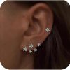 LOVPEPY Lovpepy S925 Silver Vintage Rhinestone Star Jacket Earrings To Women, Shining Bling Cz Stars Cluster Stud Earrings Delicate Star Ear Crawlers Earring For Teens Minimalist Star Earrings Jewelry Gift | Earrings