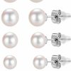 AIBEIOU 5 Pairs Pearl Earrings For Women Hypoallergenic Ball Studs Earrings Set Women 316L Surgical Steel Silver Pearl Earrings Birthday Valentines Day Gifts | Earrings