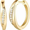 NEARLAND Nearland 14K Gold Hoop Earrings For Women 14K Gold Earrings Diamond Hoop Earrings For Women Dazzling Gold Huggie Hoop Earrings (20.5Mm) | Earrings