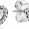 Pandora Pandora Elevated Heart, Clear Cz | Earrings