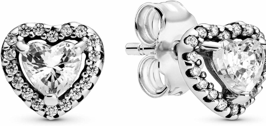 Pandora Pandora Elevated Heart, Clear Cz | Earrings