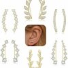 FINREZIO Finrezio 6Pairs Ear Cuffs Climber Hoop Earring Cz Arrow Crawler Stud Earring Jacket For Women | Earrings