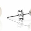 PAVOI Pavoi 18K Gold Plated Sterling Silver Round Stud White Simulated Shell Pearl Earrings | Earrings