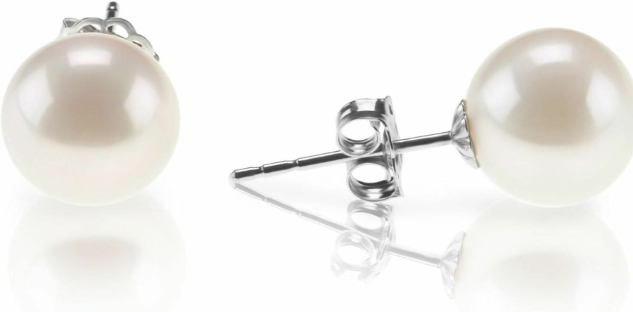 PAVOI Pavoi 18K Gold Plated Sterling Silver Round Stud White Simulated Shell Pearl Earrings | Earrings