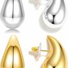 Cocamiky Cocamiky Teardrop Earrings Jewelry Dupes For Women Trendy,Lightweight Chunky 14K Real Gold Hoop Designer Earrings Set With Hypoallergenic 925 Sterling Silver Post | Earrings