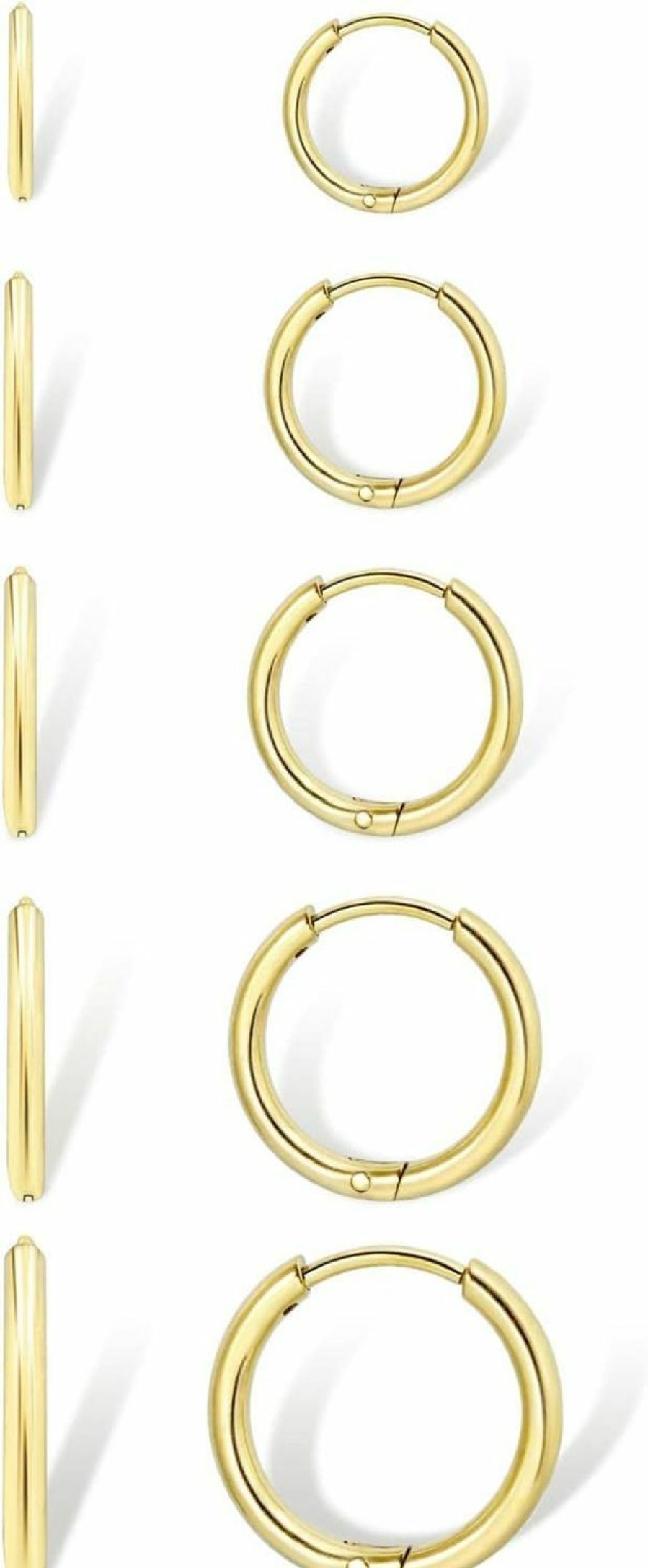 Holfeun Dainty Small Gold Hoop Earrings For Women Set: 5 Pairs Lightweight 14K Gold Minimalist Huggie Hoop Earrings Cartilage Hoop Earring Helix Earring Tiny Gold Hoops For Women Men Girls 1.6Mm Thickness Hypoallergenic Earring Sets For Multiple Piercing | Earrings